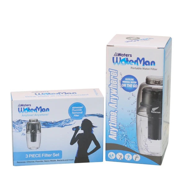 Water Filter Drink Bottle + 3 Pack Replacement Filters
